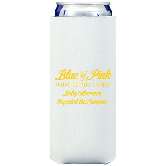 Blue or Pink Shower Collapsible Slim Koozies